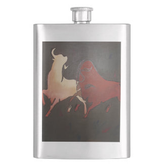Taurean Bulls Animal Art  Hip Flask