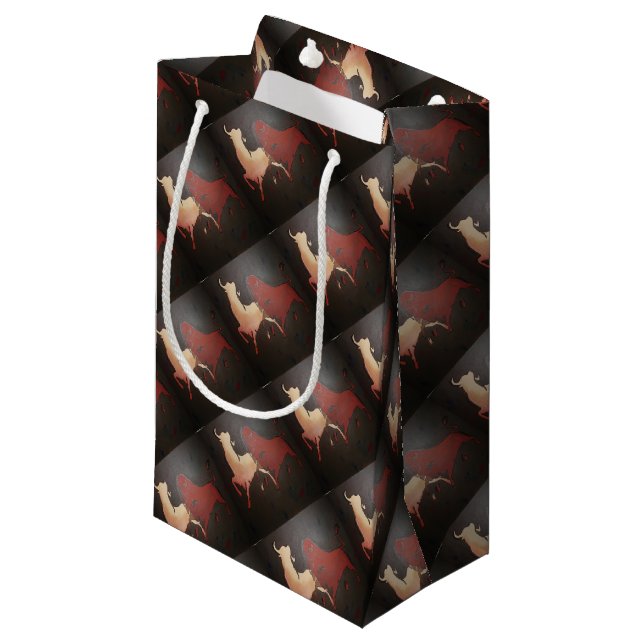 Taurean Bulls Animal Art  Small Gift Bag (Front Angled)