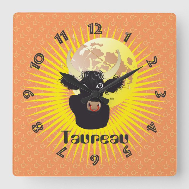 Taureau 21 avril au 20 mai Horloges Square Wall Clock (Front)