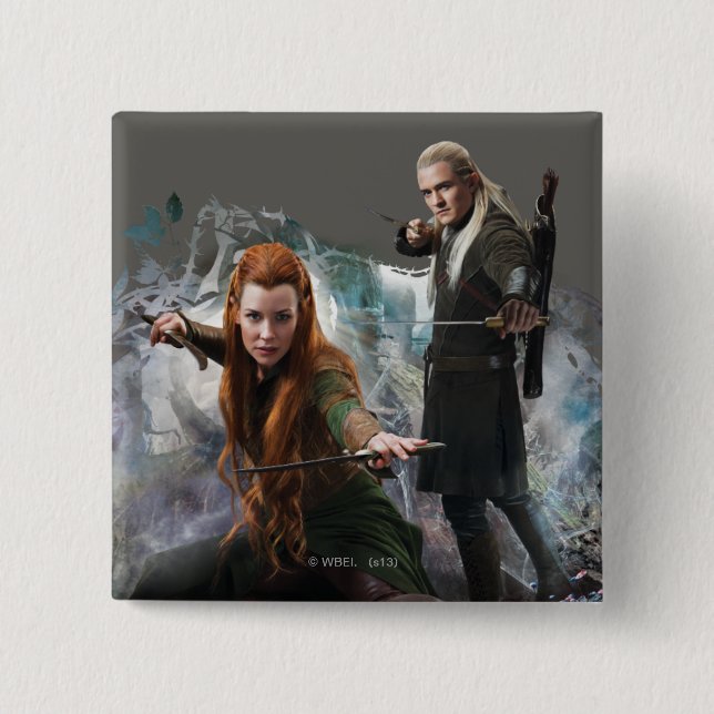 TAURIEL™ and LEGOLAS GREENLEAF™ Graphic 15 Cm Square Badge (Front)