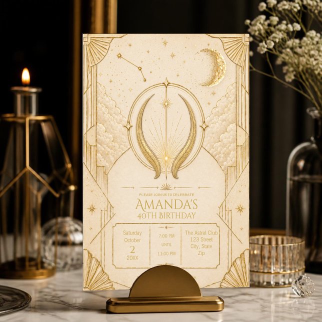 Taurus 40th Birthday Invitation | Champagne Gold (Creator Uploaded)