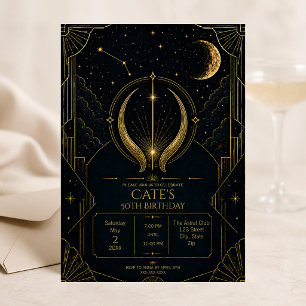 Taurus 50th Birthday Invitation Elegant Dark