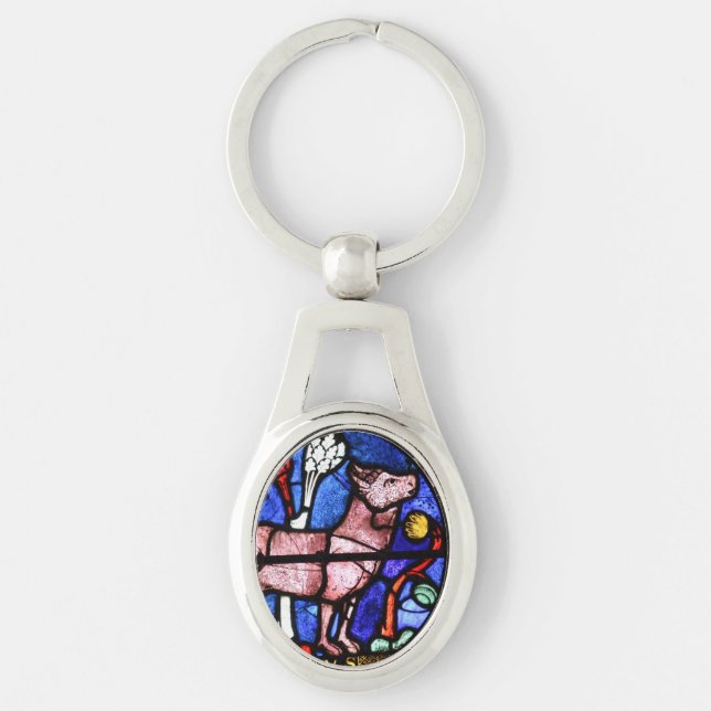 Taurus Astrology Stained Glass Windows Keychain (Front)