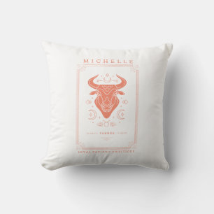 Taurus Astrology Zodiac Sign Tarot Card Vintage Cushion