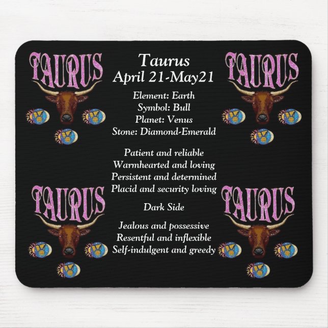 Taurus Birth Sign Zodiac Mouse Pad (Front)