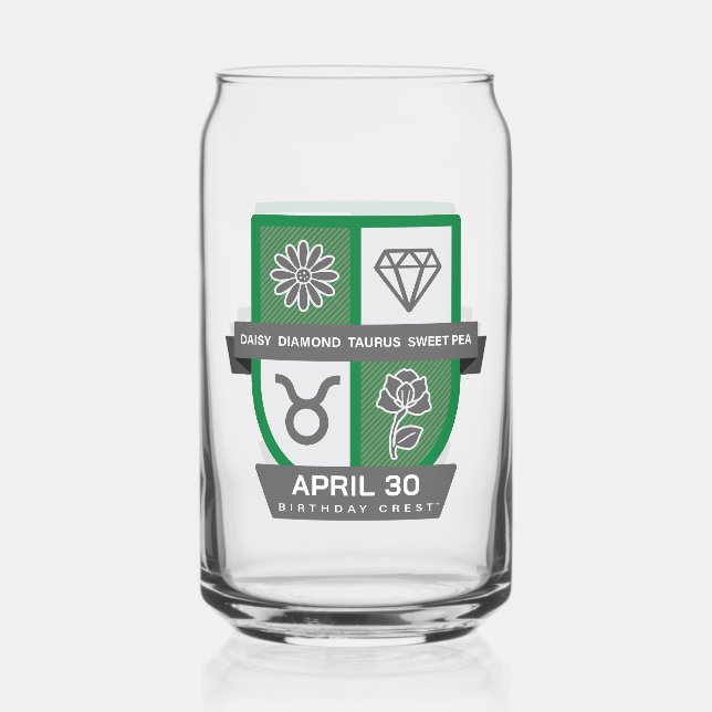 Taurus Birthday Crest™ for April 20-30 Can Glass (Front)