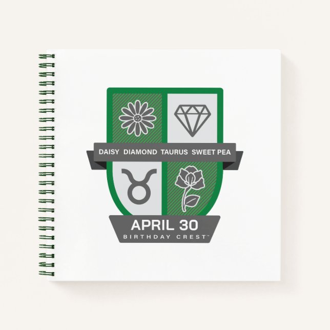 Taurus Birthday Crest™ for April 20-30 Notebook (Front)