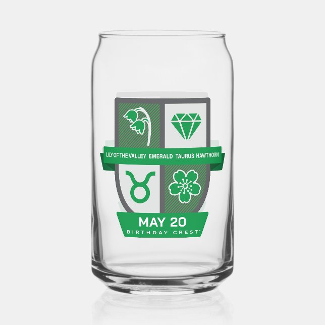 Taurus Birthday Crest™ for May 1-20 Can Glass (Front)