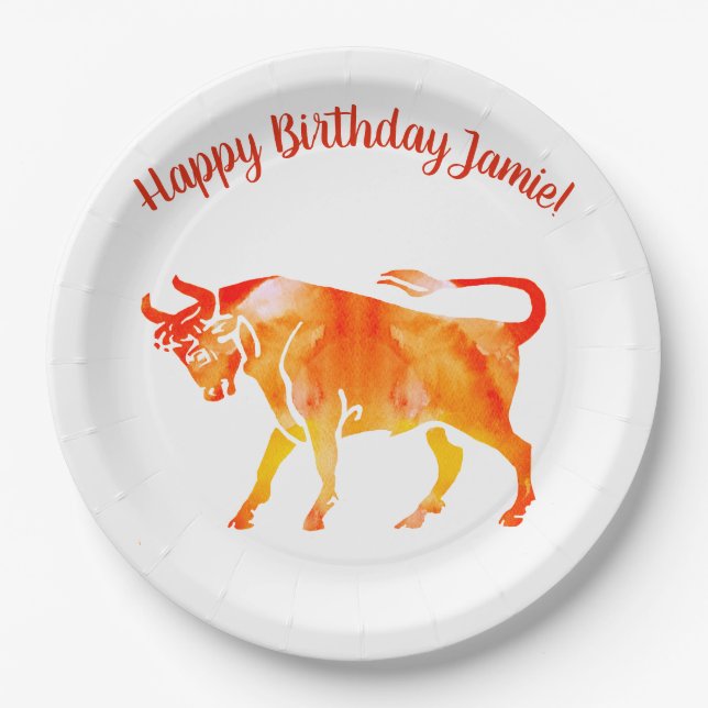 Taurus,  Birthday Custom Paper Plates (Front)