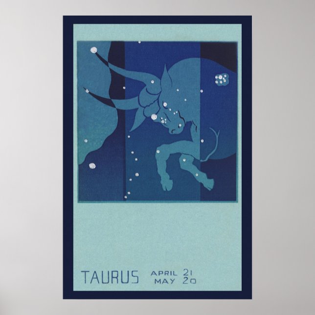 Taurus Bull Constellation Vintage Zodiac Astrology Poster (Front)