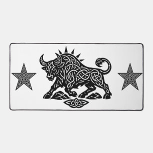 Taurus Bull Sigil — Earthbound Zodiac Inkwork Desk Mat