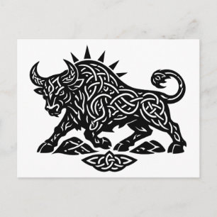 Taurus Bull Sigil — Earthbound Zodiac Inkwork Holiday Postcard