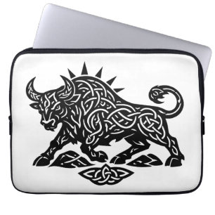 Taurus Bull Sigil — Earthbound Zodiac Inkwork Laptop Sleeve