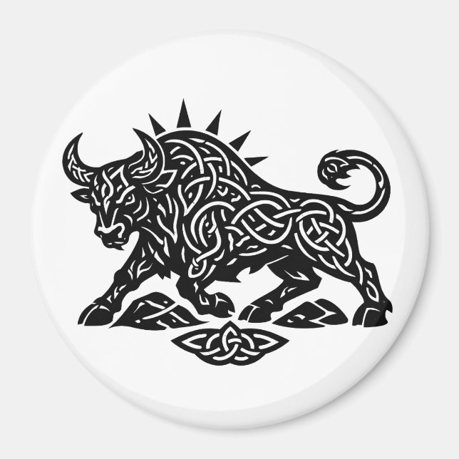 Taurus Bull Sigil — Earthbound Zodiac Inkwork Magnet (Front)