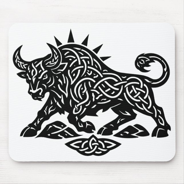 Taurus Bull Sigil — Earthbound Zodiac Inkwork Mouse Pad (Front)