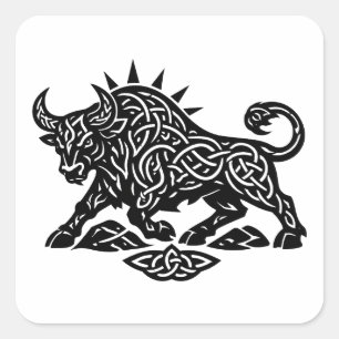 Taurus Bull Sigil — Earthbound Zodiac Inkwork Square Sticker