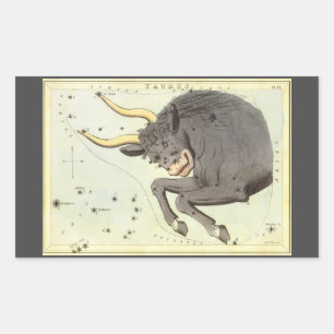 Taurus Bull, Vintage Constellation Urania's Mirror Rectangular Sticker