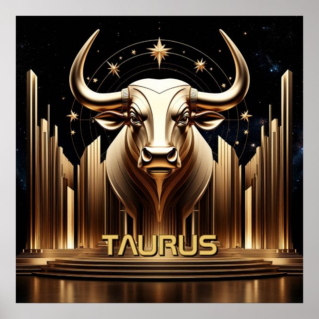 Taurus Bull Zodiac Temple Astrology Gift Poster (Front)