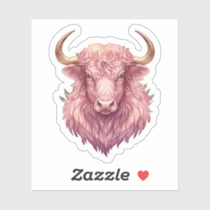 Taurus Celestial Zodiac Sticker - Pink Bull Art