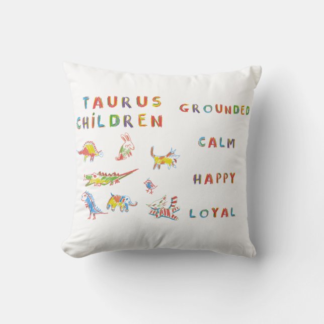 Taurus Child Zodiac Pillow (Front)