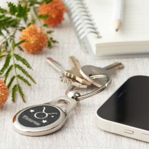 Taurus chrome symbol key ring