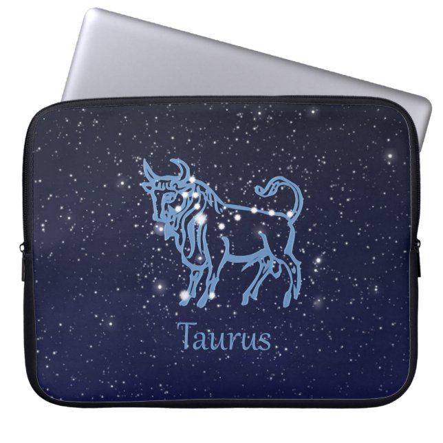 Taurus Constellation and Zodiac Sign with Stars Laptop Sleeve (Front)