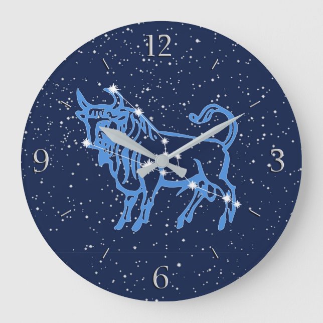 Taurus Constellation and Zodiac Sign with Stars Large Clock (Front)