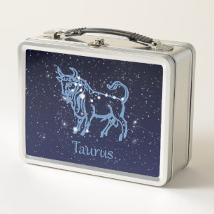 Taurus Constellation and Zodiac Sign with Stars Metal Lunch Box