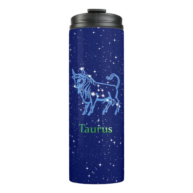 Taurus Constellation and Zodiac Sign with Stars Thermal Tumbler (Front)