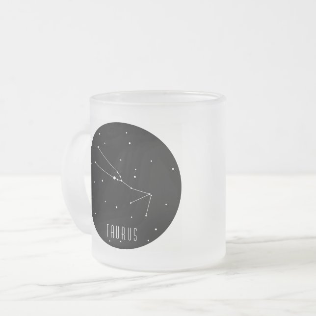 Taurus Constellation Frosted Glass Coffee Mug (Front Left)