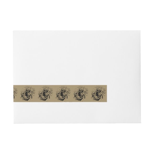 Taurus Constellation Hevelius 1690 Engraving Wraparound Address Label (Front)