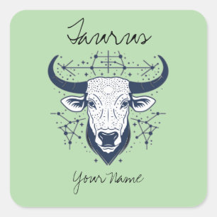 Taurus Constellation Line Art Square Sticker