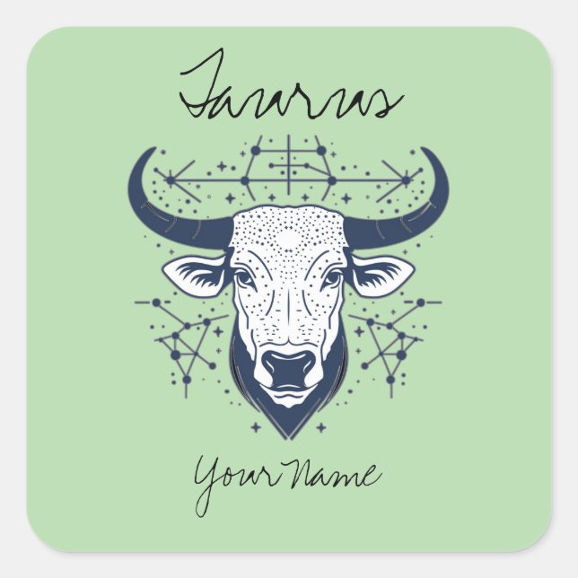 Taurus Constellation Line Art Square Sticker (Front)