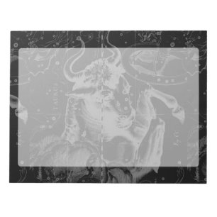 Taurus Constellation Map Hevelius 1690 on Black Notepad