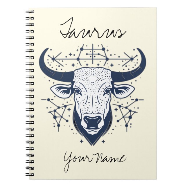 Taurus Constellation Minimalist Line Art Notebook (Front)