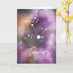 Taurus Constellation Zodiac Purple Galaxy Card