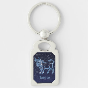 Taurus Constellation & Zodiac Sign with Stars Key Ring