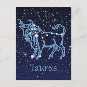 Taurus Constellation & Zodiac Sign with Stars Postcard