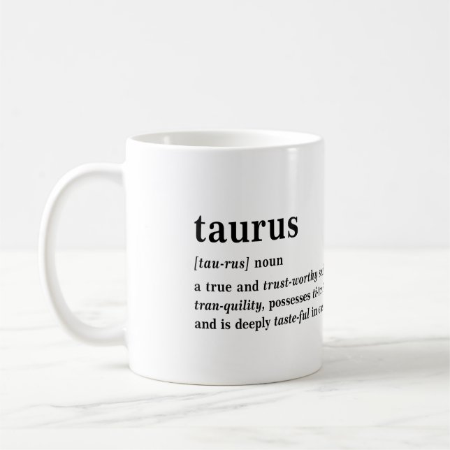 Taurus Definition Aesthetic Astrology Gift Coffee Mug (Left)