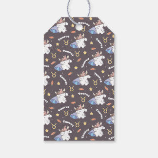 Taurus Dreams - Sleepy Zodiac Bunny Pattern Gift Tags