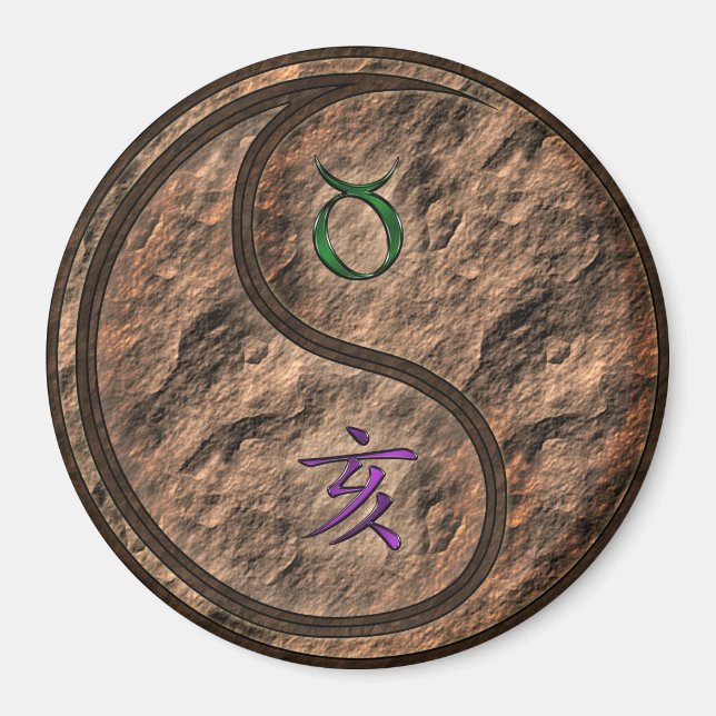 Taurus & Earth Boar Magnet (Front)