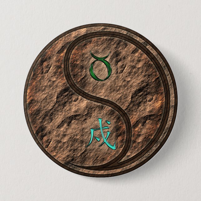 Taurus & Earth Dog 7.5 Cm Round Badge (Front)