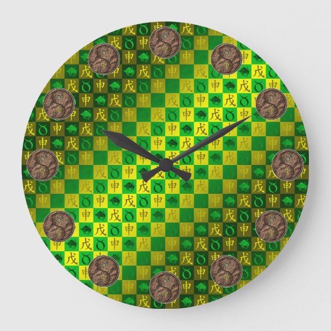 Taurus & Earth Monkey Large Clock (Front)