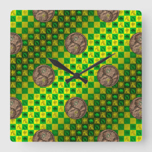 Taurus & Earth Monkey Square Wall Clock