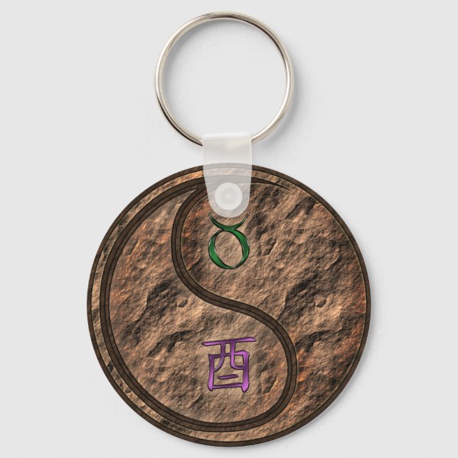 Taurus & Earth Rooster Key Ring (Front)
