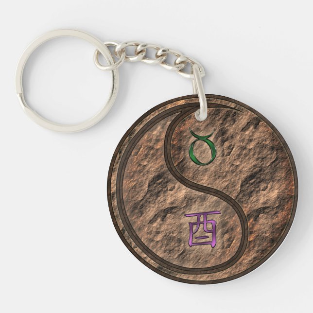 Taurus & Earth Rooster Key Ring (Front)