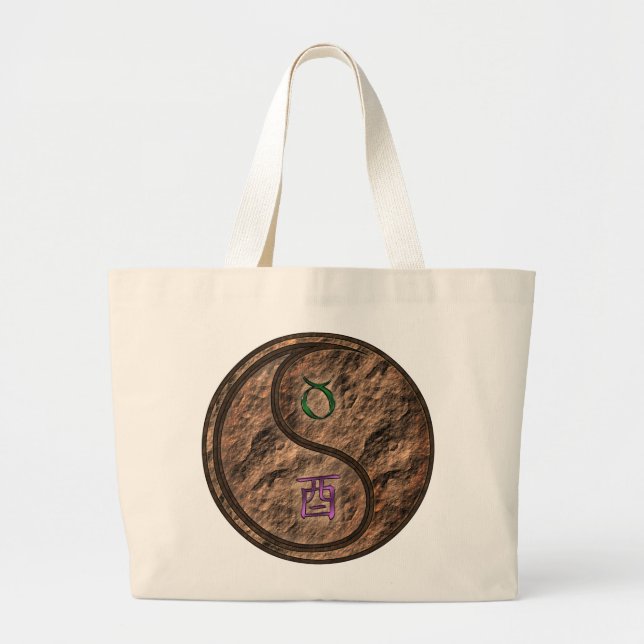 Taurus & Earth Rooster Large Tote Bag (Front)