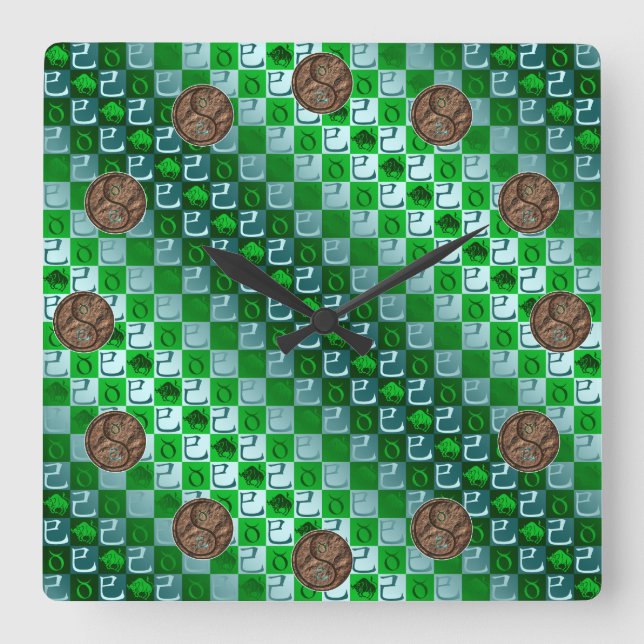 Taurus & Earth Snake Square Wall Clock (Front)