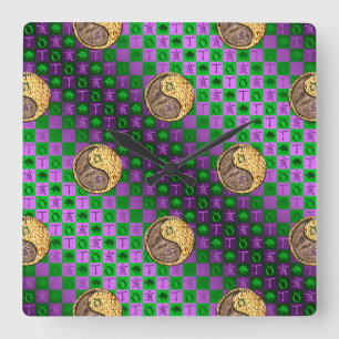 Taurus & Fire Boar Square Wall Clock