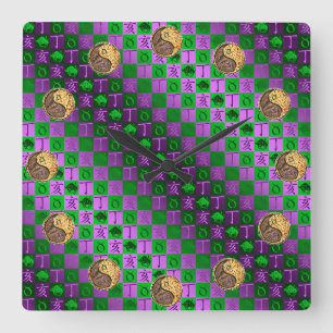 Taurus & Fire Boar Square Wall Clock